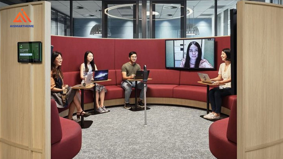 Mách bạn các giải pháp thiết kế văn phòng thông minh tiện nghi 7 Không gian này thường được trang bị các thiết bị hiện đại như màn hình trình chiếu, hệ thống họp trực tuyến