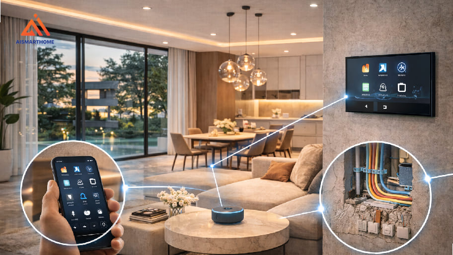 Gia chủ có thể kiểm soát mọi thiết bị điện tử linh hoạt thông qua điện thoại